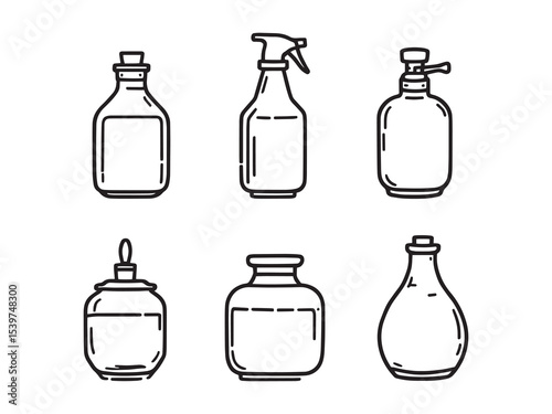 Clear outline drawing of kitchen oil dispenser bottle