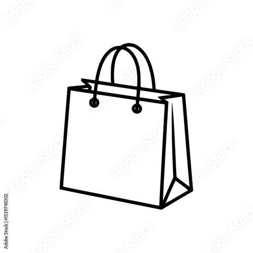 Simple line drawing of a shopping bag with handles