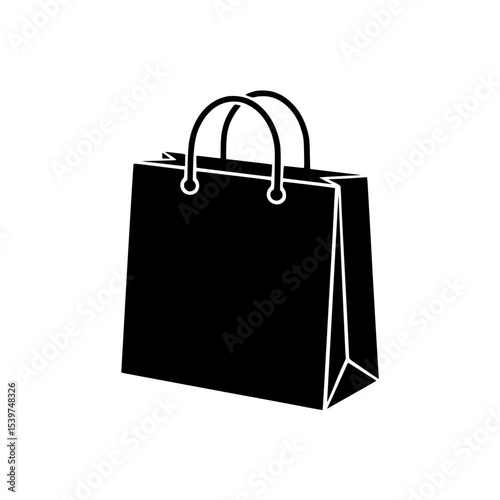 Black silhouette of a shopping bag with handles