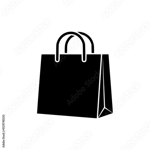 Black silhouette of a shopping bag with handles