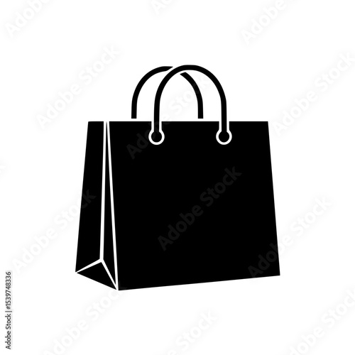 Black silhouette of a shopping bag with handles
