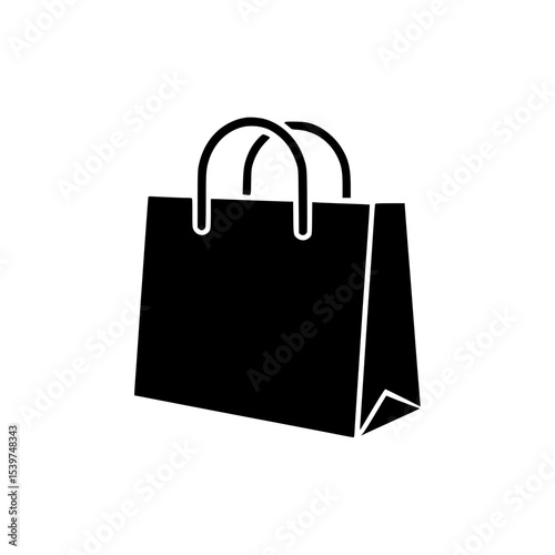Black silhouette of a shopping bag with handles