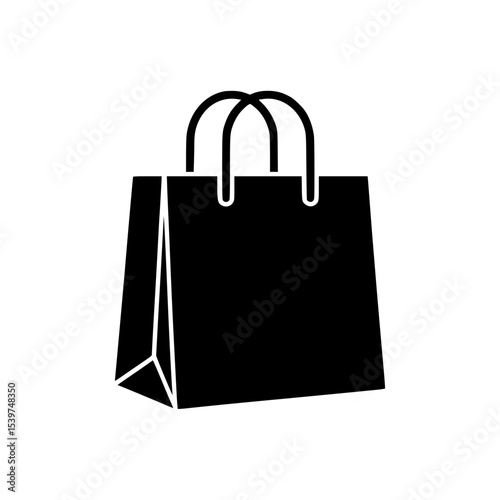 Black silhouette of a shopping bag with handles