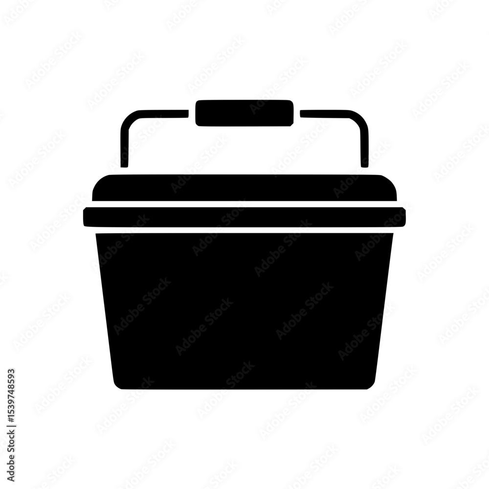 Black silhouette of a shopping basket with handle Black silhouette of a shopping basket with handle