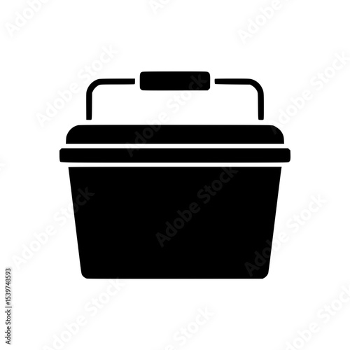 Black silhouette of a shopping basket with handle