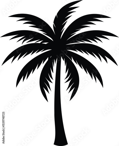 Monochrome Palm Tree Silhouette Vector Illustration for Vacation and Tropical Theme