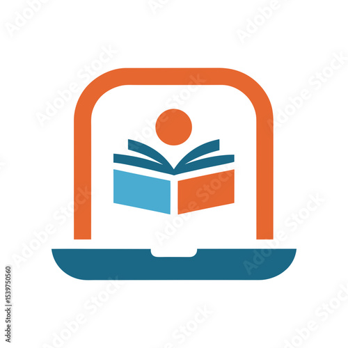 E learning portal logo icon illustration for online education and virtual courses