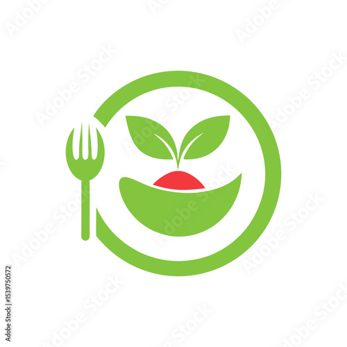 Nutrition plate logo icon illustration for healthy lifestyle and food branding