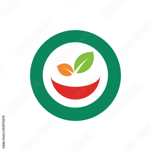 Healthy food plate logo icon illustration for nutrition meal and diet programs