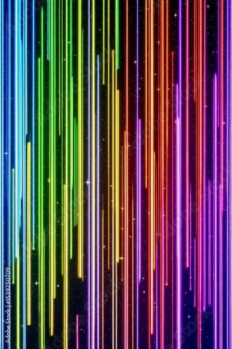 Vibrant Neon Lines Abstract Background, Colorful Glowing Stripes