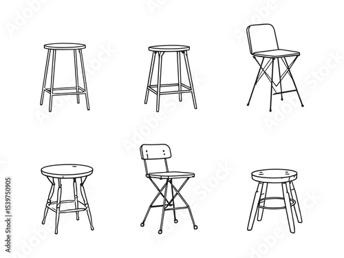 contemporary bar counter stool vector line drawing