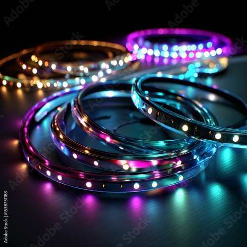 3D icon of LED strip lights, providing vibrant lighting for creative home or office spaces.