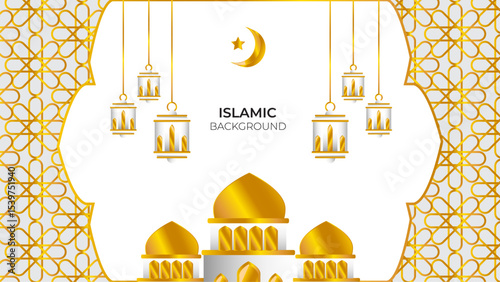 gold horizontal islamic background for ramadan celebration