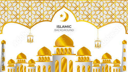 gold horizontal islamic background for ramadan celebration