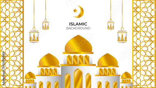 gold horizontal islamic background for ramadan celebration