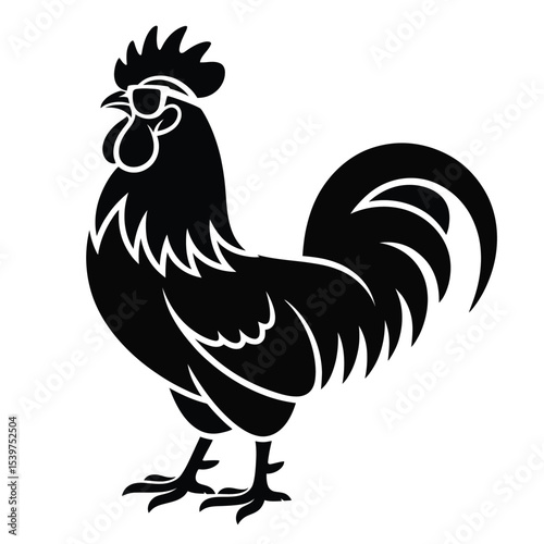 Black Rooster Vector Stylized Illustration White Background chicken bird 1