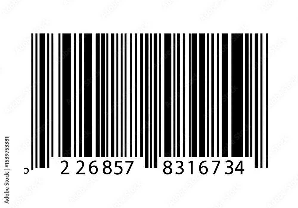 A barcode with black vertical lines and the numbers two two six eight five seven eight three one six seven three four A barcode with black vertical lines and the numbers two two six eight five seven eight three one six seven three four