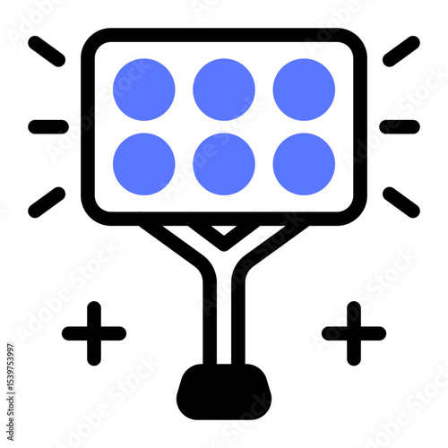 This Stadium Lights icon is suitable for Padel, Racket Sport, etc