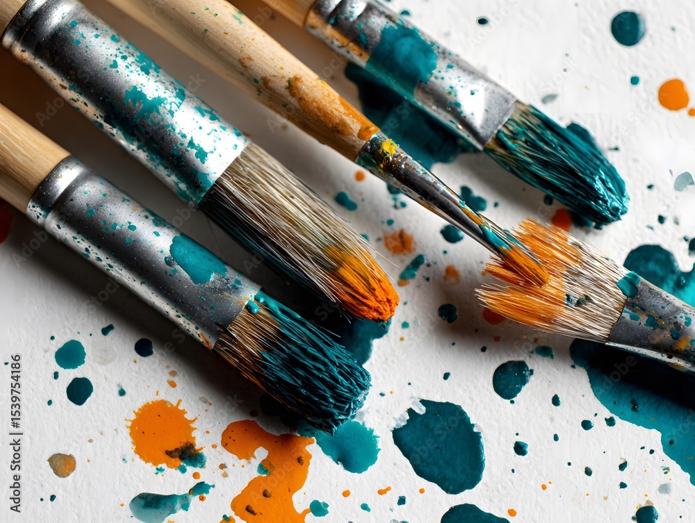 Obraz premium Paintbrushes with watercolor splashes