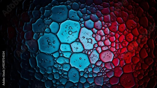 Abstract blue background with circular bubble pattern and liquid texture design