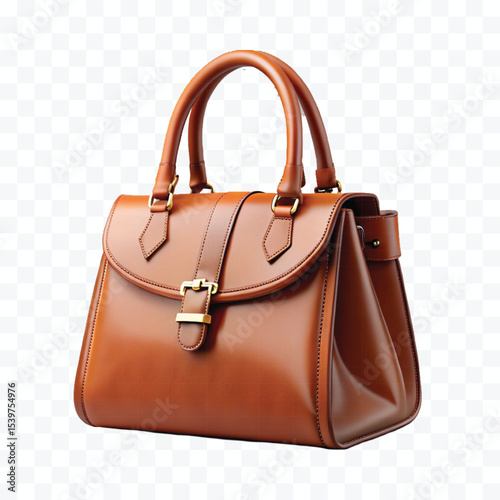 realistic 3d beautiful  female leather fashionable bag in different colour style  isolated on transparent background	