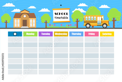 Colorful Weekly School Timetable Template for Students