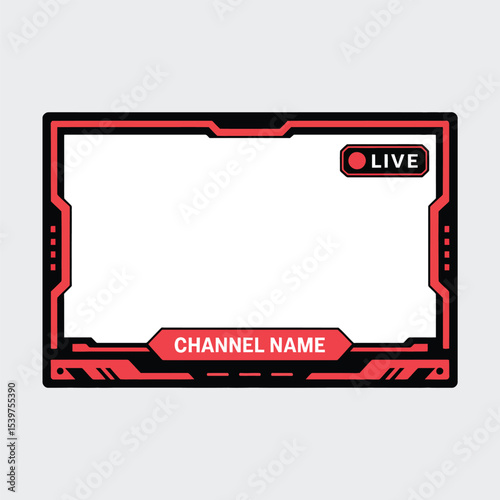 Red Black Live Stream Overlay Template Channel Name Space Vector Graphic 1