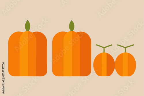 A vector illustration of an orange carrot among a set of autumn vegetables like pumpkins and gourds, perfect for fall, Halloween, or Thanksgiving designs
