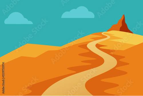 Winding road leading to desert mountain peak