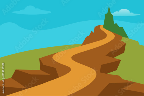 Winding road leading to a mountaintop