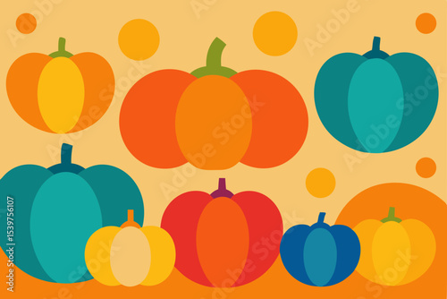 Vibrant Autumn Pumpkins A Colorful Harvest Illustration