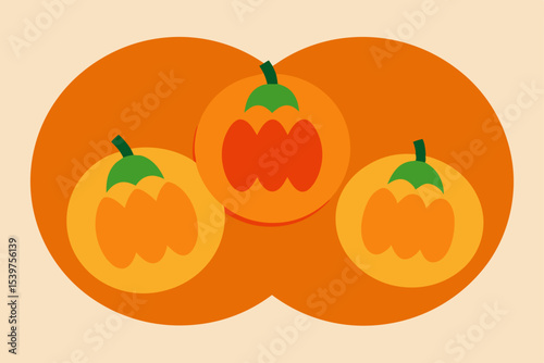 Autumn Harvest Three Delightful Pumpkins, Festive Fall Design