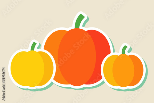 Autumn Harvest Three Vibrant Pumpkins, Perfect for Fall Decorations
