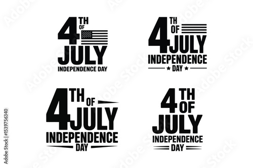 Four designs for fourth of july independence day isolated on white background
