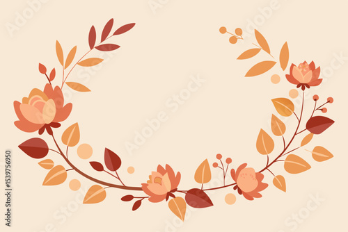 Autumn Floral Wreath Elegant Fall Leaves and Flowers Design