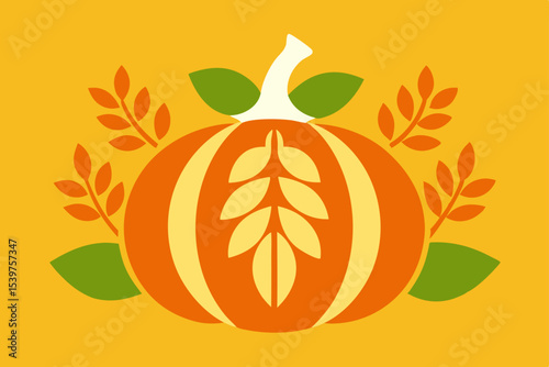 Vector illustration of a fresh, healthy orange fruit and natural pumpkin design