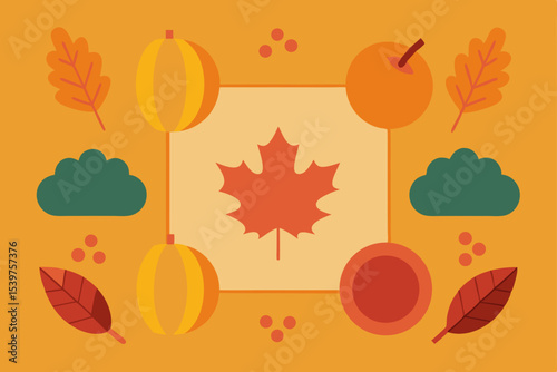 Autumn collection featuring leaves, pumpkins, and other fall elements for Thanksgiving and Halloween designs