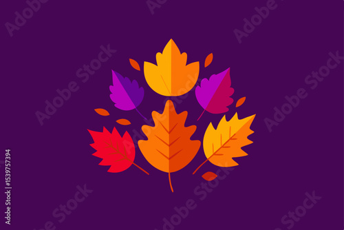Autumn maple leaves pattern with colorful fall foliage vector illustration on black background