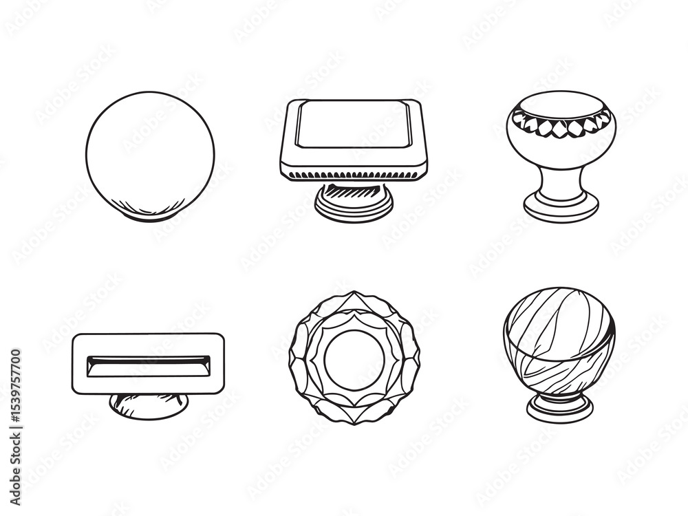decorative cabinet knob elegant line art design vector