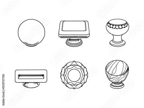 decorative cabinet knob elegant line art design vector