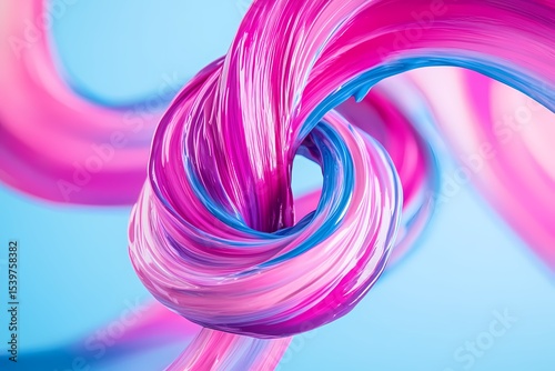 Slow-motion shot of magenta and cyan brush strokes curling into a vortex pattern in mid-air, with blurred motion edges