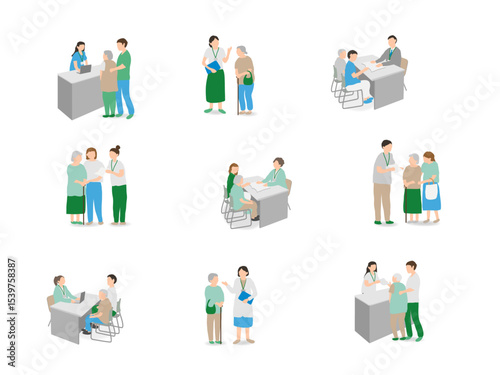 Welfare consultation and guidance scene with elderly people – senior support version