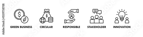 Impact Economy banner web icon vector illustration concept with icon of green business, responsible, stakeholder, and innovation