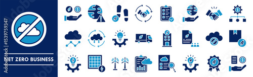 Net Zero Business icon collection set. Containing design green, environment, business, eco, carbon