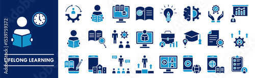 Lifelong Learning icon collection set. Containing design education, knowledge, lifelong, training, skill