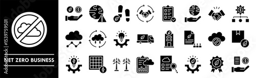 Net Zero Business icon collection set. Containing design green, environment, business, eco, carbon