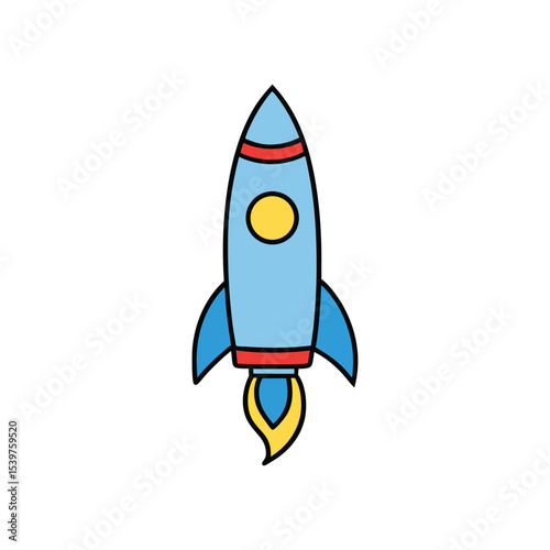 cartoon rocket in space on white background vector art