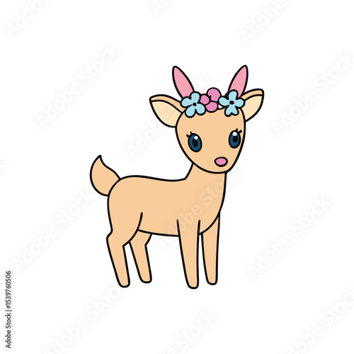 Christmas reindeer with red nose on white background vector art