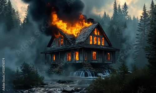 Burning House Engulfed in Flames
Dramatizing Emergency and Destruction