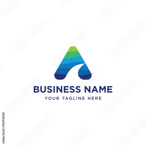 abstract letter A ocean wave logo
